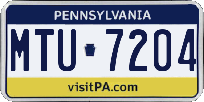 PA license plate MTU7204