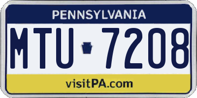 PA license plate MTU7208