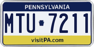 PA license plate MTU7211