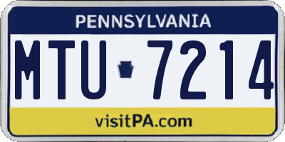 PA license plate MTU7214