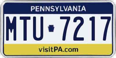 PA license plate MTU7217