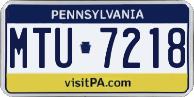 PA license plate MTU7218