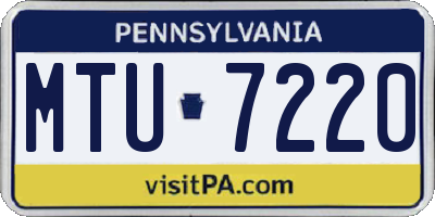 PA license plate MTU7220