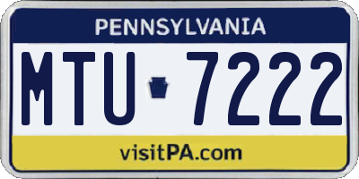 PA license plate MTU7222