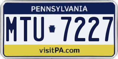 PA license plate MTU7227