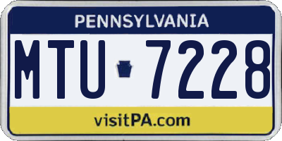 PA license plate MTU7228
