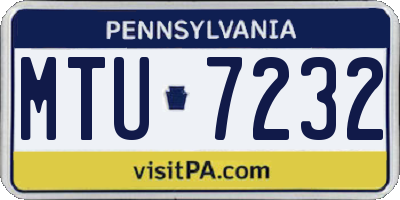 PA license plate MTU7232