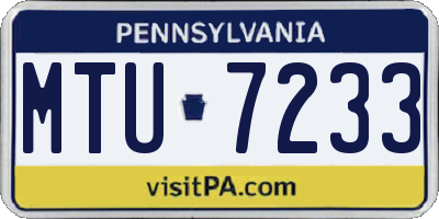 PA license plate MTU7233