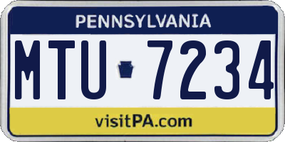 PA license plate MTU7234