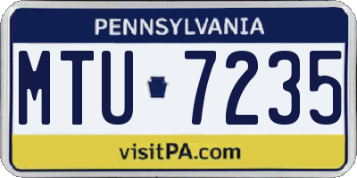 PA license plate MTU7235