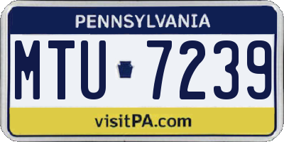 PA license plate MTU7239