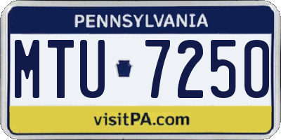 PA license plate MTU7250