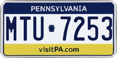 PA license plate MTU7253