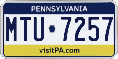 PA license plate MTU7257