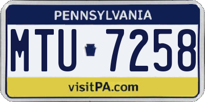 PA license plate MTU7258