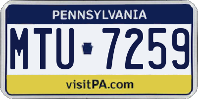 PA license plate MTU7259