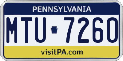 PA license plate MTU7260
