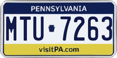 PA license plate MTU7263