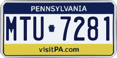 PA license plate MTU7281