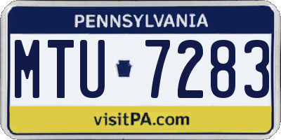 PA license plate MTU7283