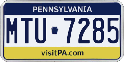 PA license plate MTU7285