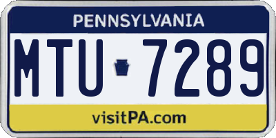 PA license plate MTU7289