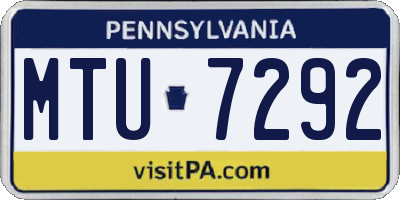 PA license plate MTU7292