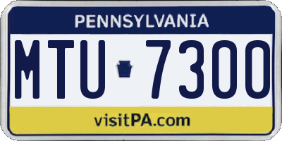 PA license plate MTU7300