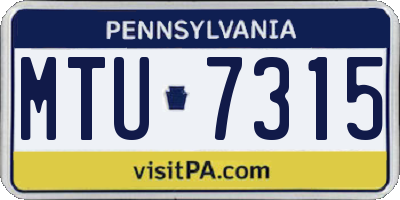 PA license plate MTU7315