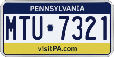 PA license plate MTU7321