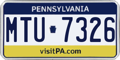 PA license plate MTU7326