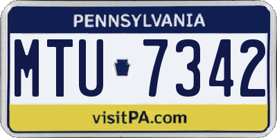 PA license plate MTU7342