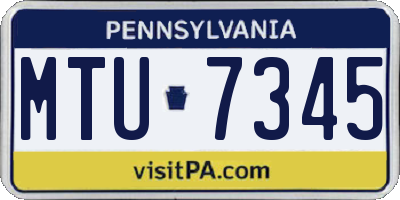 PA license plate MTU7345