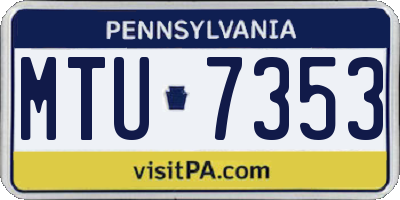 PA license plate MTU7353