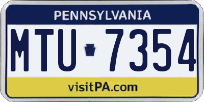 PA license plate MTU7354
