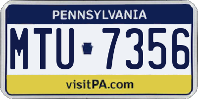 PA license plate MTU7356