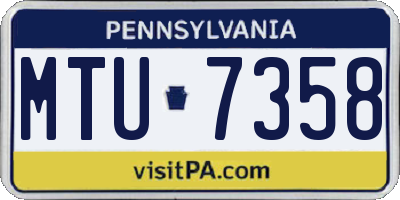 PA license plate MTU7358