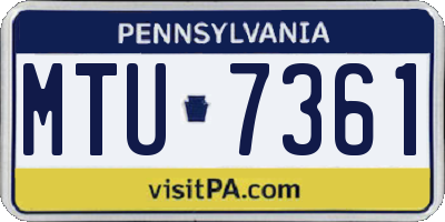 PA license plate MTU7361