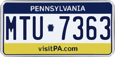 PA license plate MTU7363