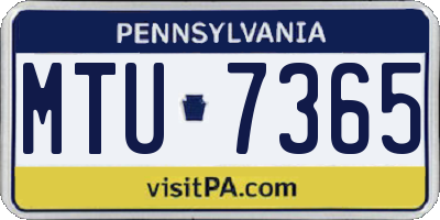 PA license plate MTU7365