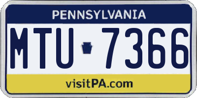 PA license plate MTU7366