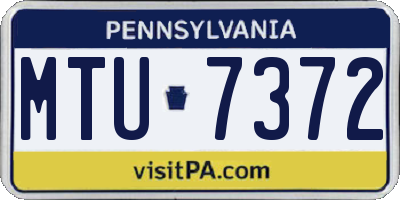 PA license plate MTU7372