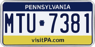 PA license plate MTU7381