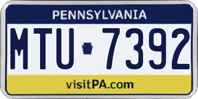 PA license plate MTU7392