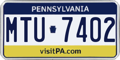 PA license plate MTU7402