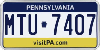 PA license plate MTU7407