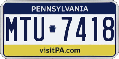 PA license plate MTU7418