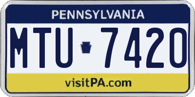 PA license plate MTU7420