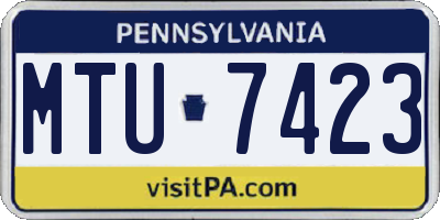 PA license plate MTU7423