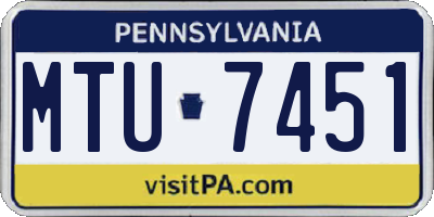 PA license plate MTU7451